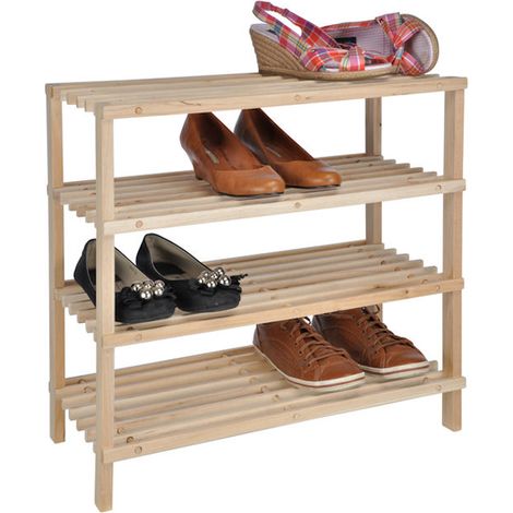 Holz Schuhregal für 8 Paar Schuhe - 54 x 52 x 26 cm - Schuhablage mit 4 Etagen - Schuhschrank Schuhständer Nischen Regal Flur Organizer