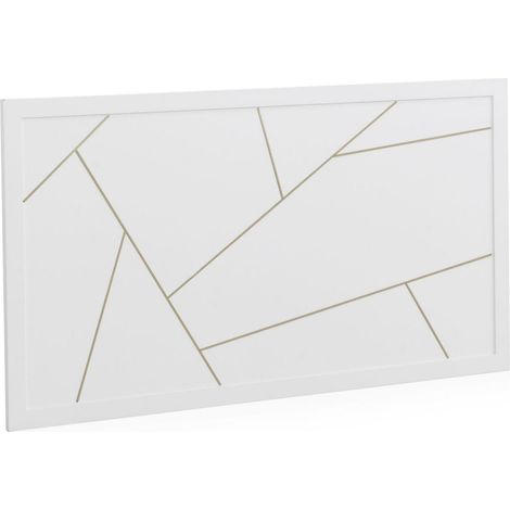 Tête de lit blanc laqué décor doré style moderne épuré - blanc mat décor doré (1/3)