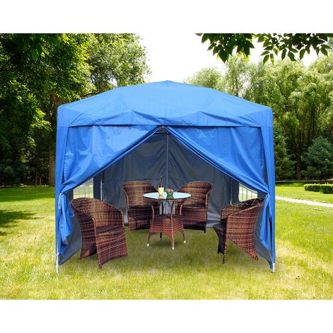 Greenbay Garden Pop Up Gazebo Party Tent Canopy With 4 Sidewalls and Carrying Bag Blue 2x2M