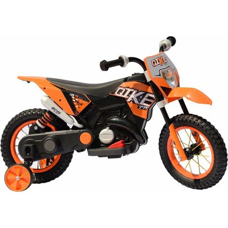 MOTO ELETTRICA PER BAMBINI MOTOCICLETTA 2 POSTI CON USB MP3 LED SOSPENSIONI E RUOTE IN GOMMA AD ARIA ARANCIONE