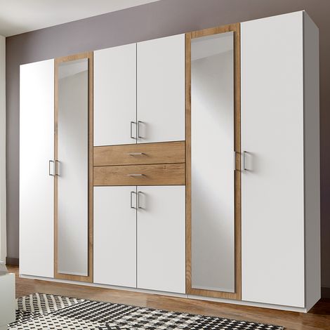 Kleiderschrank 270cm in weiß und Eiche DUNMORE-43 (1/3)