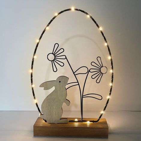 Decoration Paques Bois LED, Figurine Lapin Pâques (1/5)