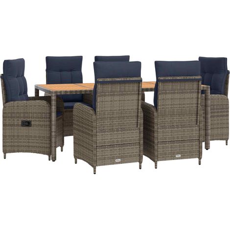 Maison Exclusive - Outdoortisch-Set 7 stk. PE Rattan und pulverbe (1/5)