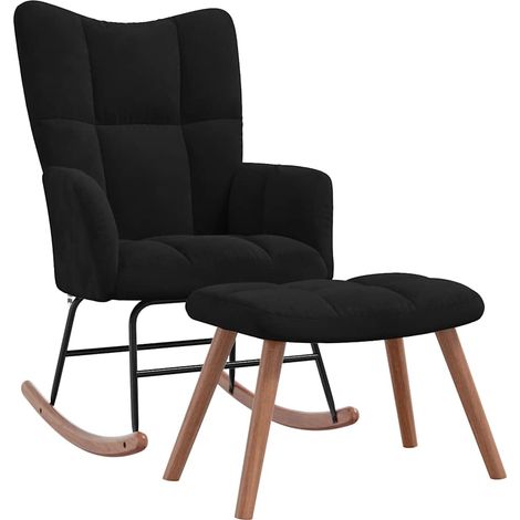 Maison Exclusive - Schaukelstuhl mit Hocker Samt Schwarz (1/5)