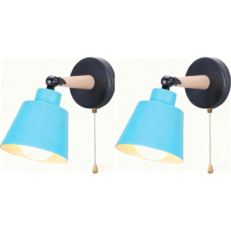 2PCS Applique Murale Moderne Bleu Applique Murale Rétro Minimaliste Lampe Murale D'Intérieur Nordique E27 (1/5)