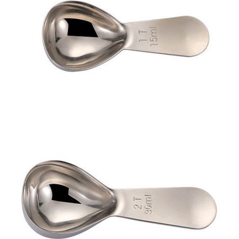 Lot de 2 cuillères doseuses à café en acier inoxydable, capacités 15 ml et 30 ml (1/5)