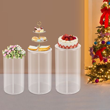 Cylindre rond transparent en acrylique pour mariage, lot de 3 cylindres ronds pour fête