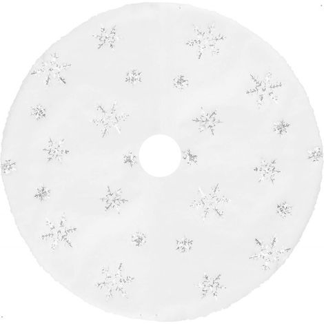 Tapis de Noël pour le sapin, 90 cm, tapis pour cadeaux, blanc. (1/5)