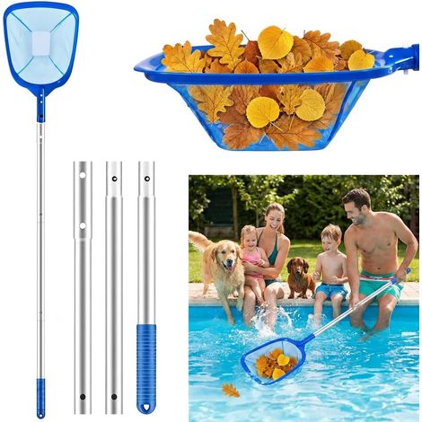 épuisette de Piscine, 140 CM épuisettes de Surface pour Piscine, Filet de Piscine, épuisette pour Piscine avec Télescopique Réglable pour Nettoyer la Piscine, Spa, Source Chaude (1/5)