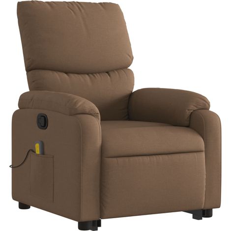 Poltrona relax TV funzione massaggio reclinabile sollevamento elettrico in tessuto marrone DEC027022