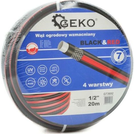Geko Manguera Reforzada 50 metros Negro Rojo Antitorsión