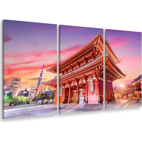 Tableau triptyque paysage un temple à tokyo - 90x60 cm (1/5)