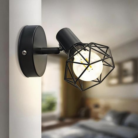 Plafonnier Spot, Orientable Cuisine Plafond Luminaire Accessoires, Vintage E14 Wall Spotlight, Noir Industrielle lampe (sans ampoule), Pour Couloir Salon Chambre Coucher (1/5)