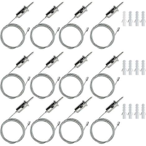 Kit de 12 câbles de suspension hexagonaux pour garage, chaînes de suspension en acier, connecteur lumineux alvéolé pour suspension. (1/4)