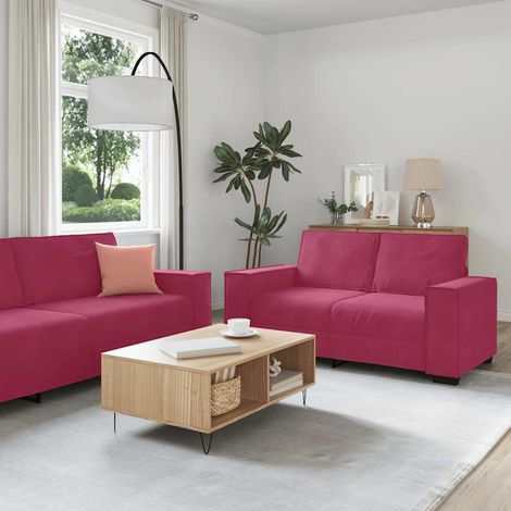 Ensemble de canapés 3 pcs avec coussins Rouge bordeaux Velours (1/5)