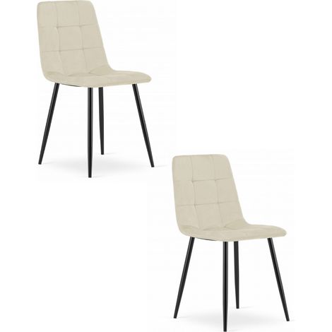 Fauteuil Kara - velours beige clair / pieds noirs x 2 (1/5)
