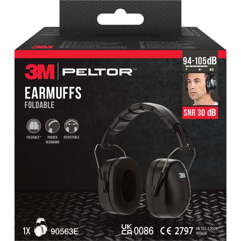 Casque anti-bruit avec serre-tête pliable 3M™ 90563E, SNR 30 dB, noir