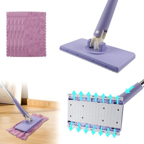 Mini Mop à Changer Le Chiffon Automatiquement,360° Serpillères Rotatives  Mini Balai à Changement Automatique de Tissu, avec 5 Chiffons Microfibre, pour Murs, Sols (1/5)
