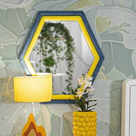 Miroir Balla, structure bois noble, structure tissu, 4x80h cm bleu (1/5)