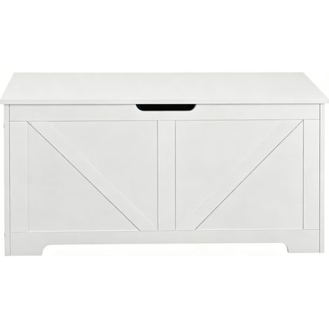 Banc de rangement blanc avec espace caché 76L et capacité 150 kg, dimensions 100 x 47 x 40 cm (1/5)