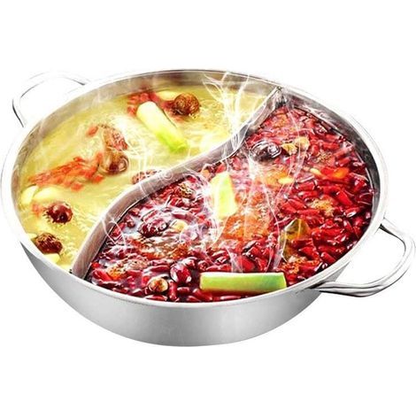 Shabu Hot Pot - Stainless Steel - 30 cm - With Divider - Compatible Induction Cooktop And Gas Stove - Without Lid (1/4)