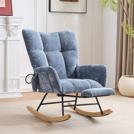 Fauteuil à bascule pour chambre d'enfant avec airbag, fauteuil de lecture à bascule confortable pour chambre d'enfant, fauteuils à bascule rembourrés confortables avec dossier haut pour salon, chambre (1/5)