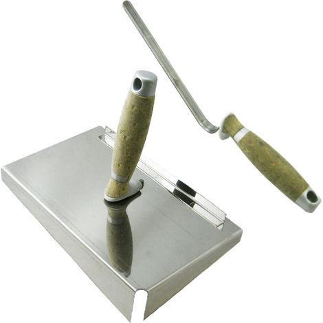 CONTOO Fugblech Edelstahl 245x155mm + Fugenkelle 10mm LEDERGRIFF CT04 (1/4)