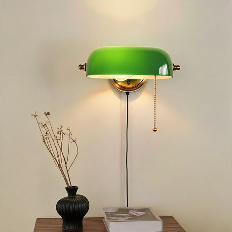JCPYIUL grünes Glas Banker Wandleuchte, europäischer Vintage-Stil, Abnehmbare Lampen, geeignet für Schlafzimmer, Flur(Ohne Glühbirne) (1/5)
