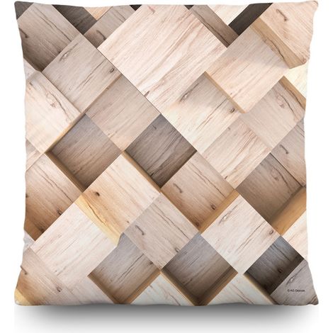 Coussin effet bois - 45 cm x 45 cm (1/3)