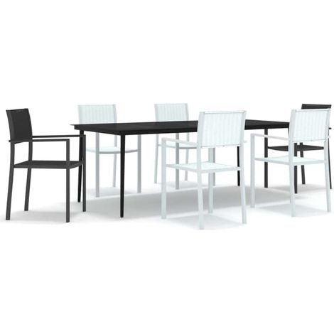 Maison Exclusive - Set Mobili da Pranzo da Giardino 7 pz Bianco e Nero (1/5)