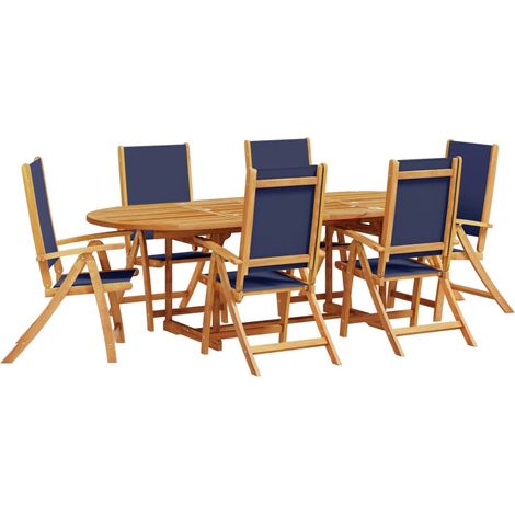 Juego comedor de jardín 7 pzas madera maciza acacia y textileno vidaXL (1/6)