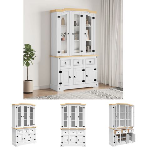 The Living Store Highboard Corona 112x43x196 cm Massivholz Mexikanische Kiefer - Sideboards (1/5)