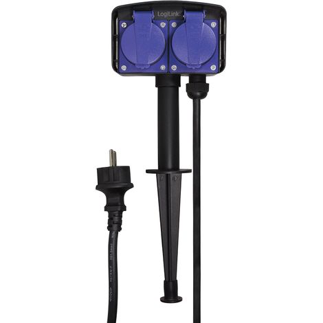 LogiLink LPS214 base múltiple 2 m 2 salidas AC Exterior Negro, Azul (1/5)