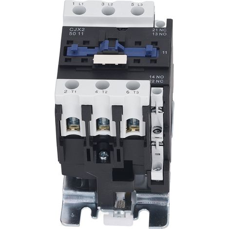 Contacteur AC 50A 110V, 1NO 1NC, montage rail DIN, contacts argent, faible tension, contrôleur moteur, auxiliaire intégré. (1/5)