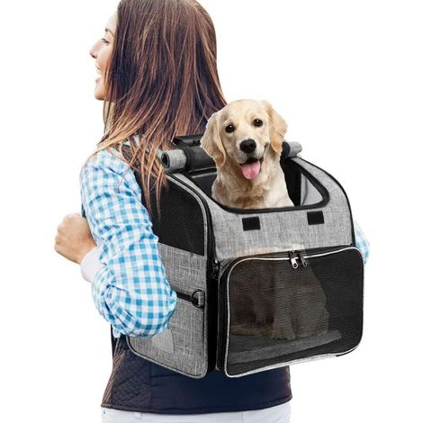 Sac à Dos pour Animaux de Compagnie Chiens/Chats, Sac de Transport Portatif pour Animaux de Compagnie avec Sac de Voyage Polyvalent Pliable et Respirable, Idéal pour Les Animaux de 3-10 kg (1/5)