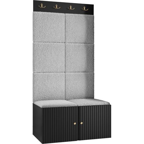 Conjunto para recibidor Hartford 383, Abriamo 6, 186x84x46cm, Aglomerado laminado, Tapiz, Colocada, Montada en la pared