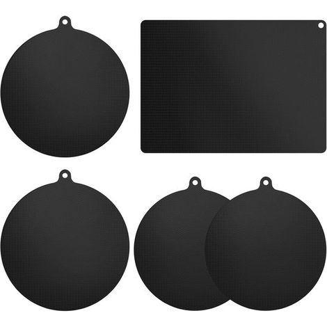 Alfombrillas de silicona para placa de inducción (5 piezas)，protector para placa de inducción，redondas de 22/24 cm，rectangulares de 35 x 25 cm (1/5)