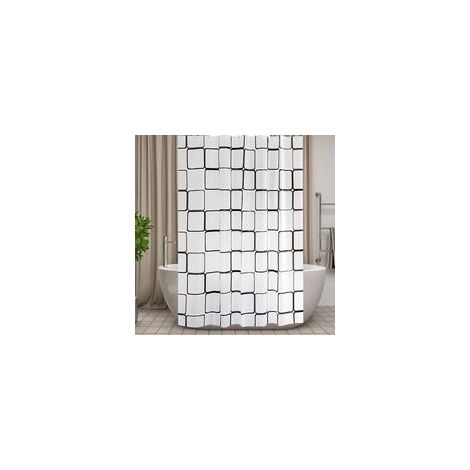 200x240 cm Rideau de Douche Résistant aux Moisissures pour Salle de Bain, Imperméable Peva Rideaux Salle de Bain, avec œillets Crochets, Carré
