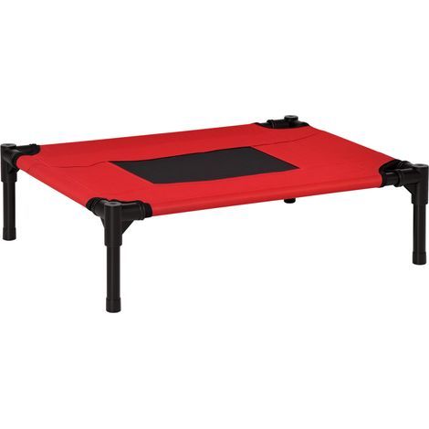 Lit surélevé pour chiens et chats, lit portable avec zone en maille respirante et tissu Oxford pour une utilisation intérieure et extérieure, 61 x 46 x 18 cm, rouge (1/5)