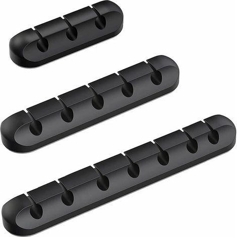 Rangement de câbles de bureau - Lot de 3 - Attaches de câbles auto-adhésives en silicone, rangement pour câbles de chargeur (1/5)