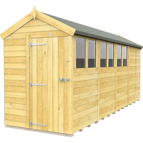 5 x 17 Feet Apex Shed - Single Door With Windows - Wood - L503 x W147 x H217 cm