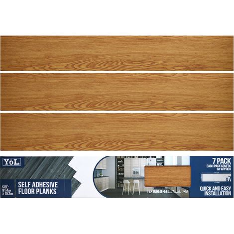 Floor Planks Tiles Self Adhesive Brown Wood Vinyl Flooring Kitchen Bathroom (1/4)