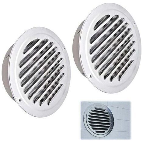 2 Pièces Grille Aération Ronde, 100mm Grille d'aération en Acier Inoxydable, Grille de Ventilation avec Filet Anti-insectes, Grille Ventilation Exterieur, pour Garage, Cuisine, Salle de Bain, Mur (1/5)
