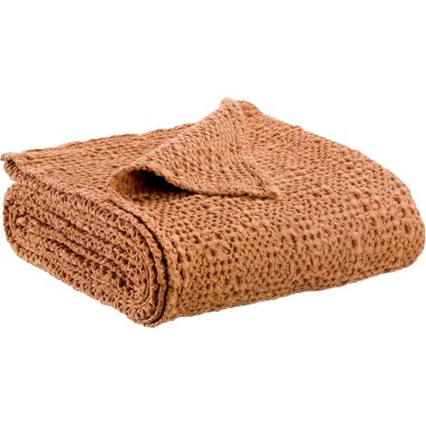 Jeté de Lit Stonewashed Epice 240 x 260 cm Linge de Lit Beige Marron Orange - PANGIVO (1/3)