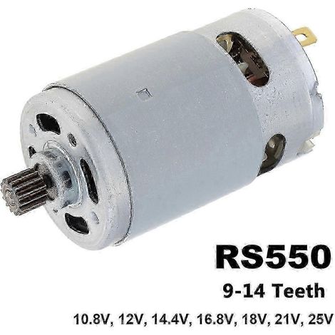 Moteurs CC RS550 108 V/12 V/144 V/168 V/18 V/21 V/25 V pour perceuse électrique, avec réducteur à couple élevé 9/11/12/13/14 dents. (1/5)