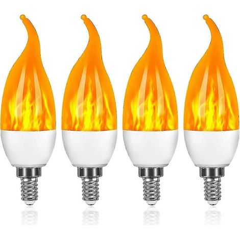 Ampoule LED E14 effet flamme - 3 W, lumière décorative vacillante avec 3 modes d'éclairage (lot de 4) - Ampoules style vintage à intensité variable pour lustres et lampes (1/5)