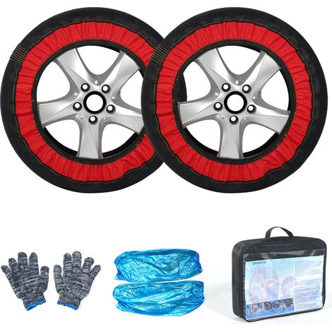 2 pièces chaussettes à neige automobiles pour pneus sans dommage moyeu de pneu antidérapant super forte tolérance aux basses températures, bruit facile à installer 6004 (1/5)