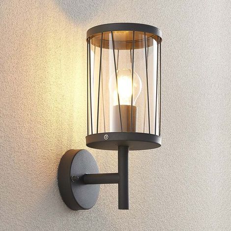 [GEBRAUCHT] B-Ware Lindby Yonan AußenWandleuchte Gartenleuchte Terrassenlampe rund dunkelgrau E27 (1/2)