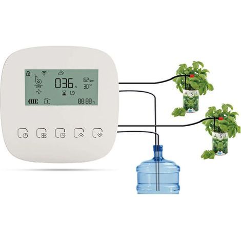 Dispositif d'arrosage intelligent, Système de pompe double WiFi/Voix/Contrôle manuel, Batterie intégrée Chargement USB Compatible avec Alexa Home Pour la maison, le bureau, l'hôtel Plantes en (1/5)