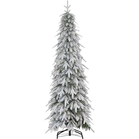HOMCOM Flocked Pencil Christmas Tree with Auto Open, Steel Base 6ft (1/5)